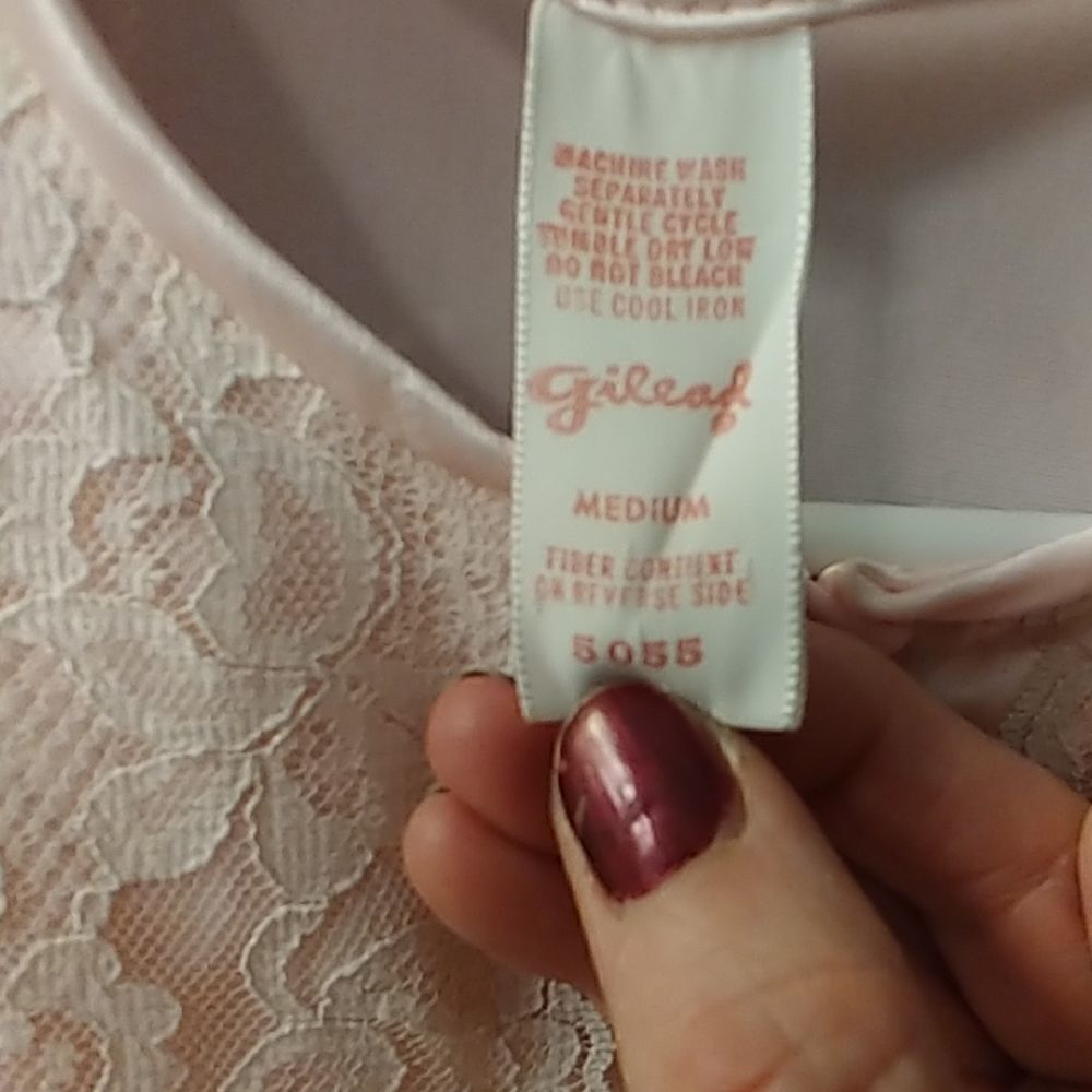 Vtg 60s Gilead Pink Nylon Nightie Robe Sleep Set - Picture 6 of 8